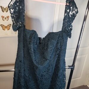 City Chic - Beautiful Black/Green Lace Dress